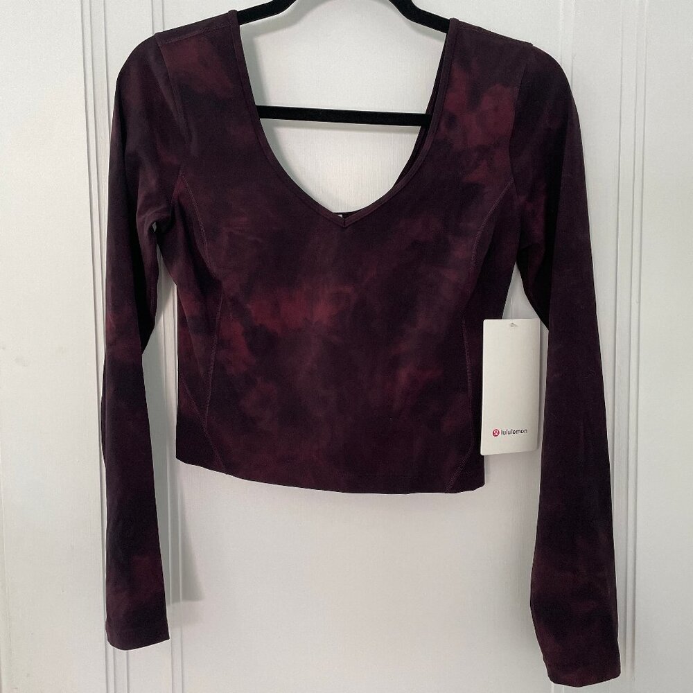 NEW Lululemon Align Long Sleeve Shirt Diamond Dye Cassis Black crop top 6 nwt